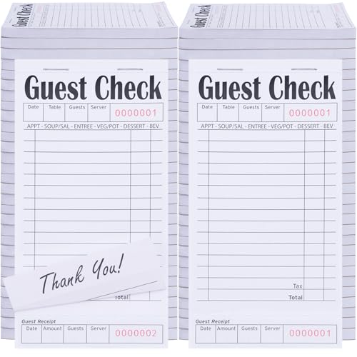 Guest checks books bulk, 60-pack server note pads, 3000 sheets