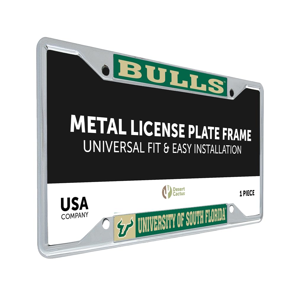 - Desert Cactus University of South Florida Car Accessories Bulls Metal License Plate Frame and Tag Holder for Front or Rear of Car (Mascot)