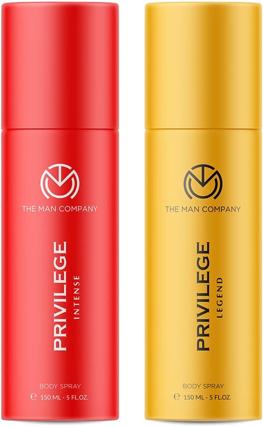 The Man Company Deodorants for Men - Privilege Active & Bold (150ml* 2) | Premium Fragrance Body Spray | Long-Lasting Smell |Everyday Use Deo for Him | Gift Set for Husband, Boyfriend
