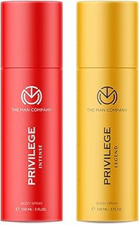 The Man Company Deodorants for Men - Privilege Active & Bold (150ml* 2) | Premium Fragrance Body Spray | Long-Lasting Smell |Everyday Use Deo for Him | Gift Set for Husband, Boyfriend