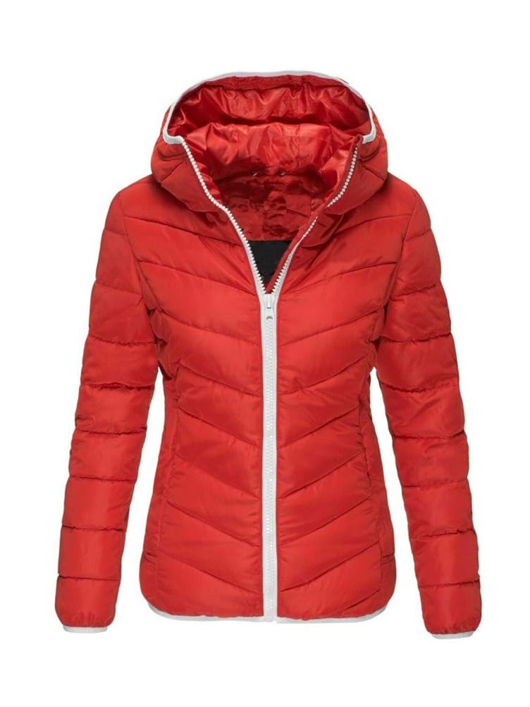 ORANDESIGNE Doudoune Légère à Capuche Femme Veste en Duvet Chaudes Doudoune Capuche Courte Manteau Doudoune Matelassée Slim Fit Blouson Doudounes Mi Saison Hiver Sport Coupe-vent