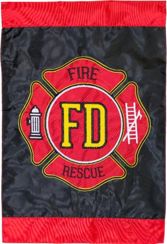 Briarwood Lane Fire Department Applique & Embroidered Garden Flag