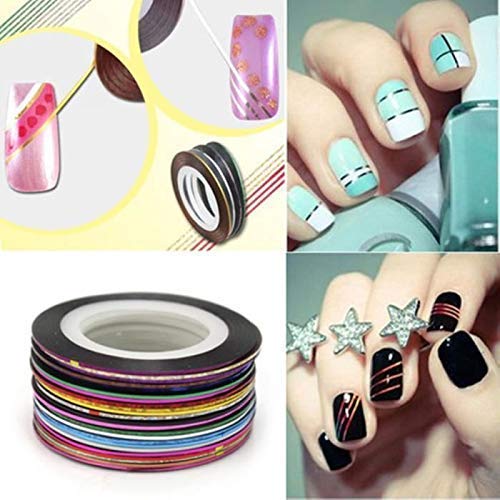 Belicia 10Pcs Mixed Colors Rolls Striping Tape Line Nail Art Tips Decoration Sticker 2