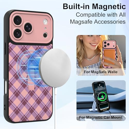 Coque iPhone 17 Pro Max béquille compatible Magsafe à carreaux mignon - 2