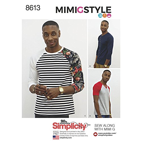 Simplicity US8613A Men's Knit Long Short Sleeve Shirt Patterns by Mimi G Style, Sizes XS-M, White
