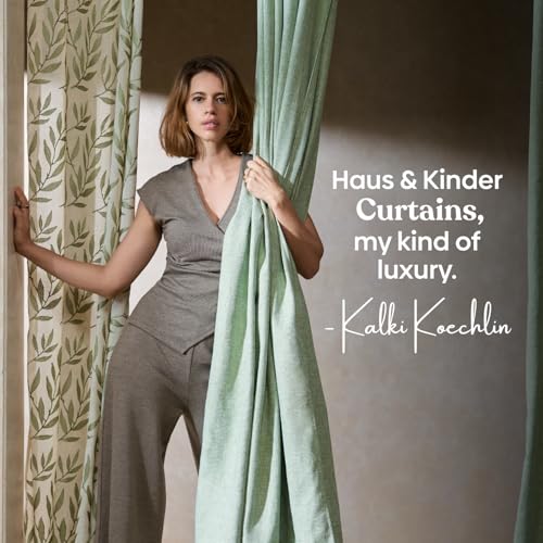 Image of haus & kinder Jacquard Sheer Window Curtains 5 Feet Long Pack of 2 Window Curtains, 5 Feet Curtains for Window, (Abstract Geometric Design, Aqua Strand, 114x152cm)