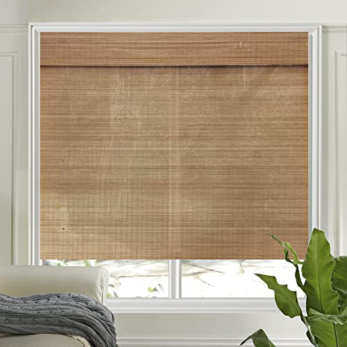 LETAU Wood Cordless Window Shades Blinds, Bamboo Light Filtering Custom Roman Shades, Pattern 8