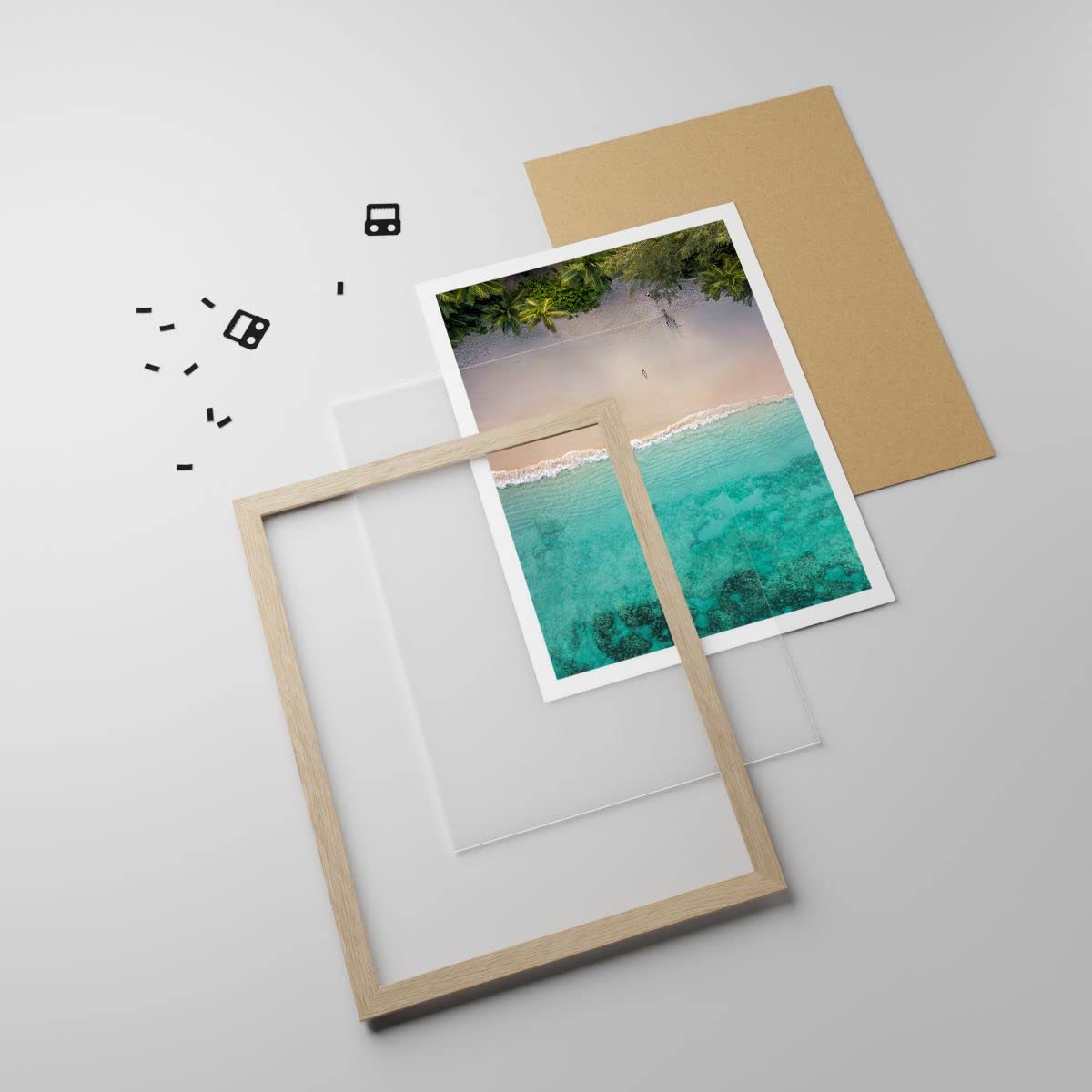 Poster da Parete Playa Trópico Borde Póster Marco Roble Claro 30x40cm Moderno Cuadros Decorativo Decoracion Salon Dormitorio Cocina Cuadros Pared Imágenes Wall Art Prints Decor - P2NPA30x40-5000