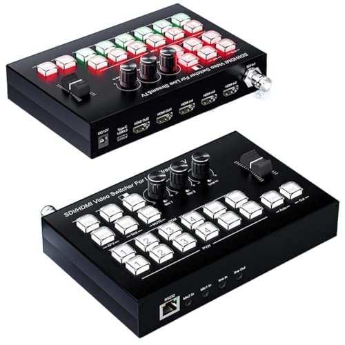 Image of Microware 4 Channel SDI /HDMI Video Multi Camera Switcher for Live Broadcast, Streaming Production, Video Mixer Switching Station, TypeC Recording
