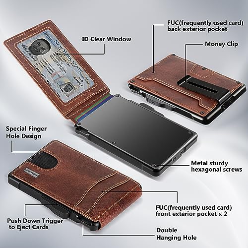 Image of umoven Wallet for Men - with Money Clip Slim Leather Slots Credit Card Holder RFID Blocking Bifold Minimalist Wallet