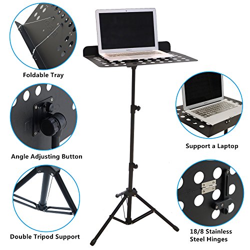 SANJOIN Adjustable Folding Music Stand Sheet Tripod Holder with Collapsible Tray&Carrying Bag Lightweight, Portable and Suitable for Violin, Guitar, Flute and Instrumental Performance - Thumbnail 6