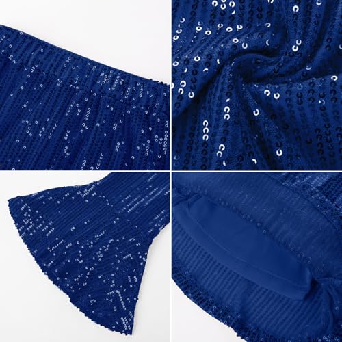 Image of GRACE KARIN Girls Sequin Pants Sparke Trouser Glitter Dance Bell Bottoms 5-14