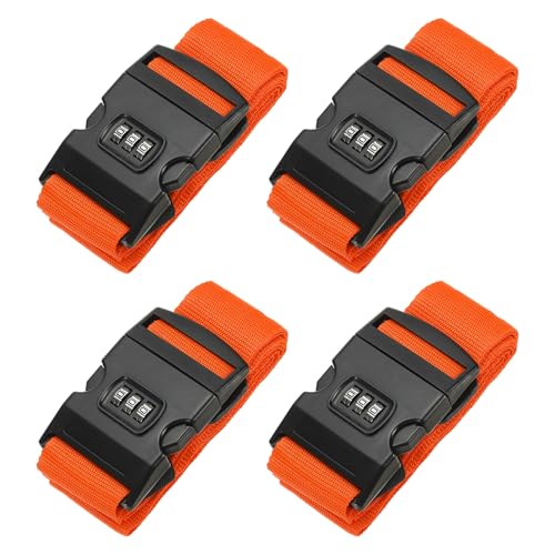 Image of PATIKIL Luggage Straps, 4 Pack Suitcase Straps Adjustable Luggage Belts Strap with Combination Lock for Luggage Suitcases Travel, Orange