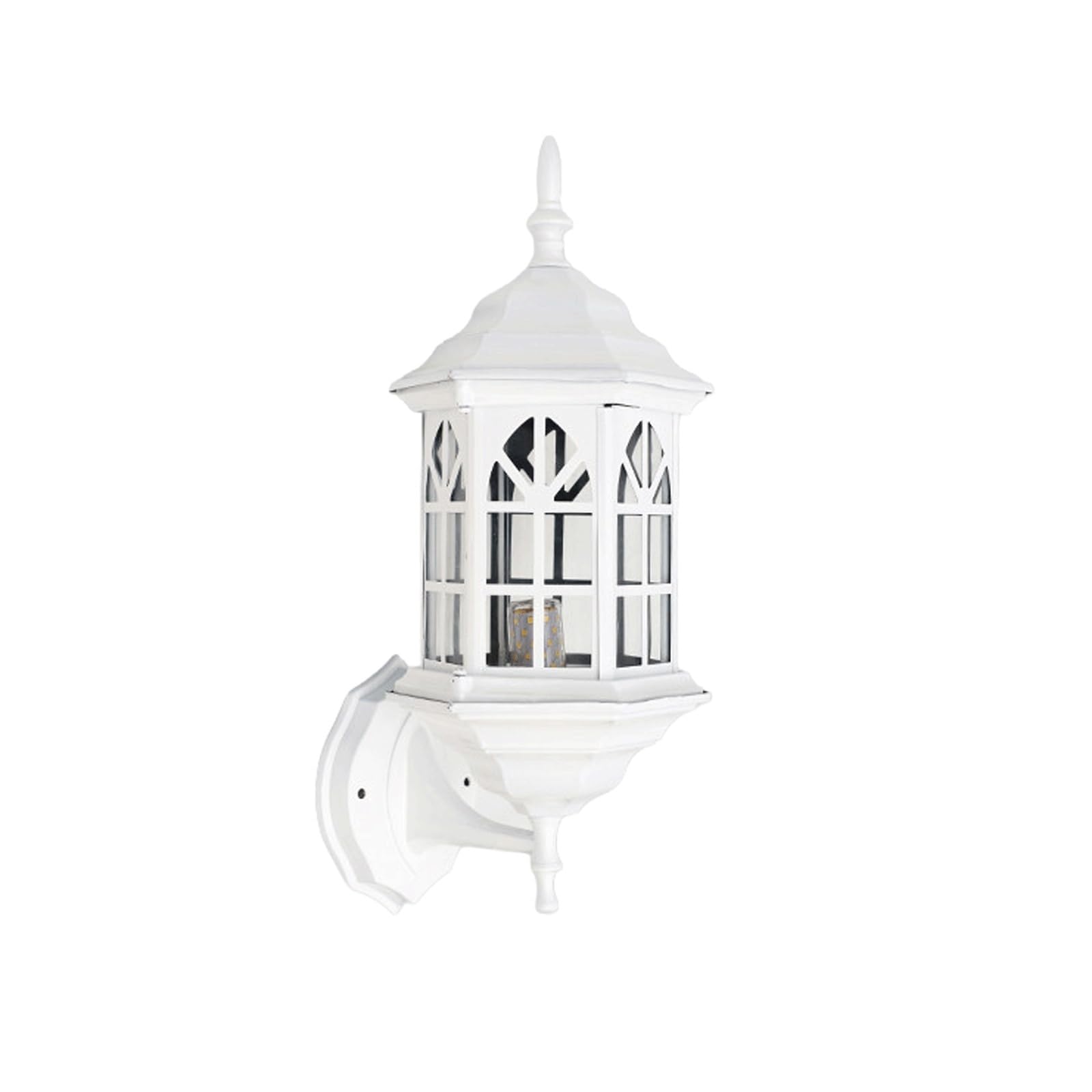 OZBMA White Outdoor Wall Lantern, Vintage Die Cast Aluminum Exterior Sconce with Clear Glass, Classic Lamp for Porch, Patio, Garden, Garage, Entryway, Facade, Balcony Cottage
