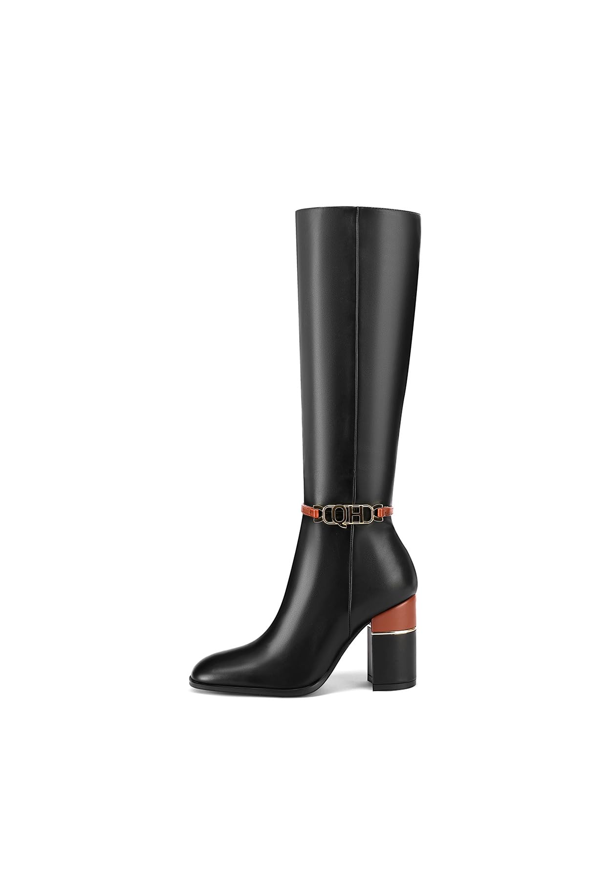 QUEEN HELENA Stivali Alti con Tacco Zip Laterale Casual Eleganti Donna K3470