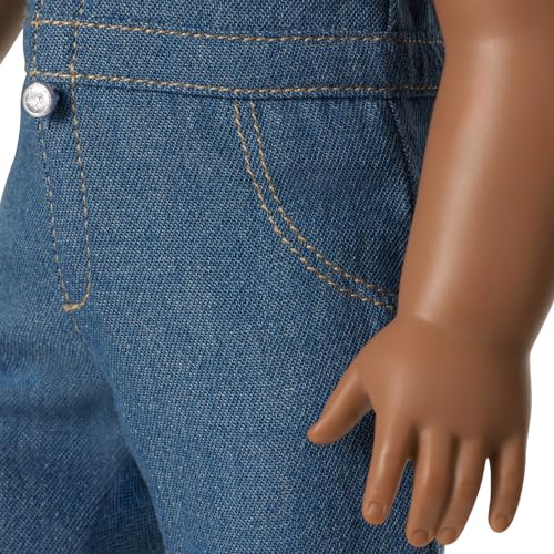Image of American Girl Truly Me, 18-inch Doll Clothes, Western Flowers Denim Jumpsuit, with Cowboy Boots, Ages 6+