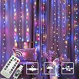 ZHEWEN Xmas Curtain Lights 304 LED 9.8 x 9.8Ft Multicolor Fairy Lights with 8 Modes and Remote USB...