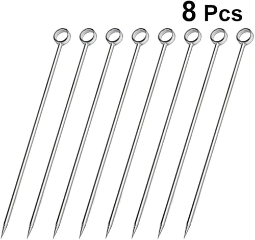 Miniatura 8 de Cabilock 8 palillos de cóctel de acero inoxidable, palillos de Martini, reutilizables, de metal elegante, para bebidas, palillos para adornar