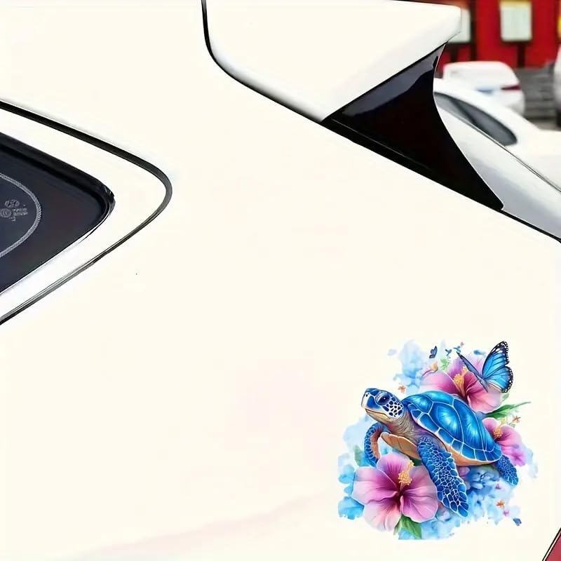 Turtle Butterfly Flower PVC Vinyl Car Decals Stickers Waterproof Self-Adhesive Decals for Cars, Laptops, Trucks, Motorcycles Wall Window Luggage Scratch Cover Door Decor Sticker - Image 4