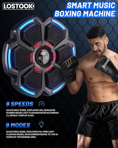 Image of Music Boxing Machine for Kids & Adults, Smart Bluetooth Sounding Punch Machine 9 Modes & 9 Speeds, Wall Mounted Boxing Trainer for Home,Office and Gym