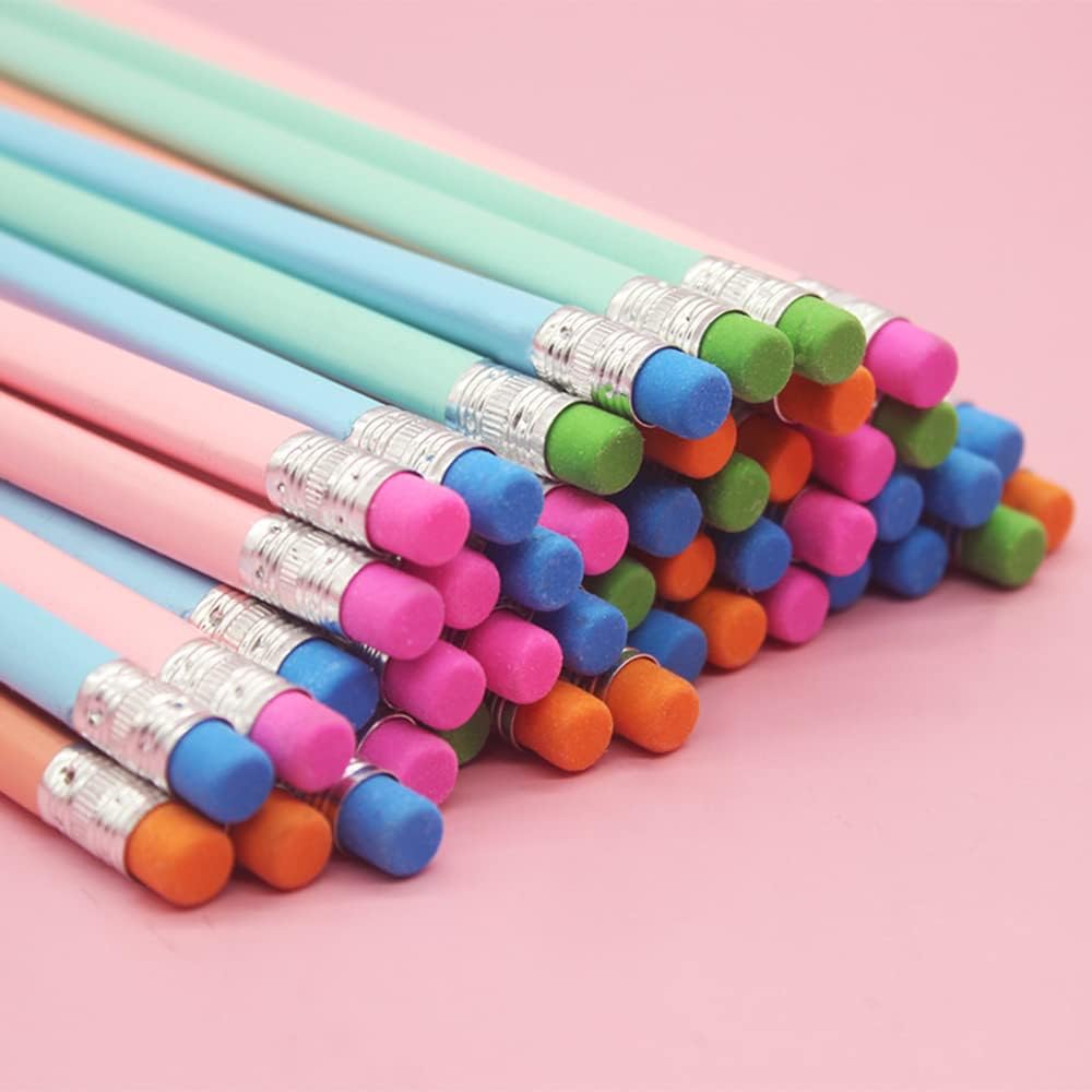 20/50/100 Pcs Personalized Colored Wooden Pencils Customized School Decor Pen with Eraser Wedding Gift Favors Baby Shower Party (Light Pink,100PCS)