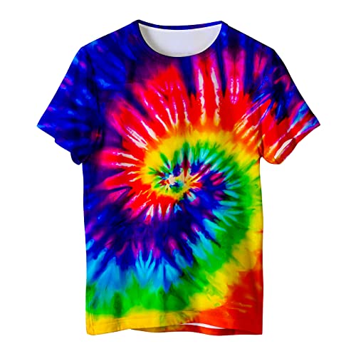 Losturban Unisex Rainbow Tie Dye Shirt for Men Women Hippies ...