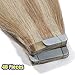 Produktbild Tape Extensions Echthaar Light Aschblond/Weißblond #18/613 Haarverlängerung Echthaar 40 Tressen 100g Glatt (16zoll-40cm)