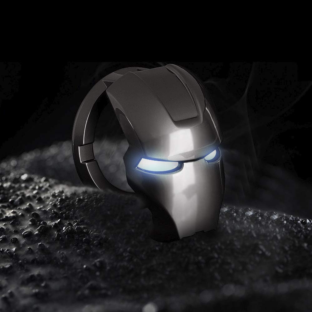 HENGBANGAuto Start Button Cover Engine Start Stop Button Switch Cover Push Start Button Ignition Protective Cover Iron Man 3D Anime Character Car Anti Scratch Protective Cover (Titanium Black)