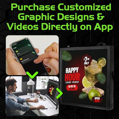 Image of Green Light Innovations 20 inch x 20″ Wi-Fi Enabled Full-Color LED Advertising Display - 5000 cd /m Brightness, 1920 Hz Refresh - Digital Photo Frame & Social Media Signage