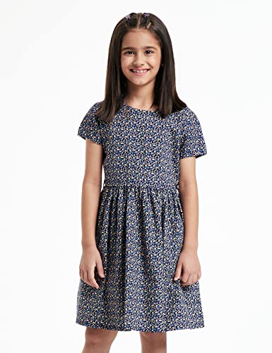 Image of Amazon Brand - Jam & Honey Girl's 100% Soft & Pure Cotton Comfortable and Stylish Printed Woven Dress with Short Sleeves and Belt - Perfect for Every Occasion