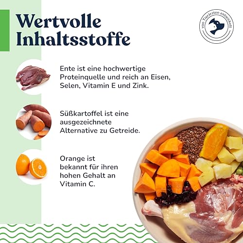 felmo Premium Trockenfutter für Hunde (2 KG) mit 50% Ente – Süßkartoffel & Orange – ohne Zucker- und Getreidezusatz – enthält essenzielle Vitamine, Präbiotika & Omega-Fettsäuren – leicht verdaulich