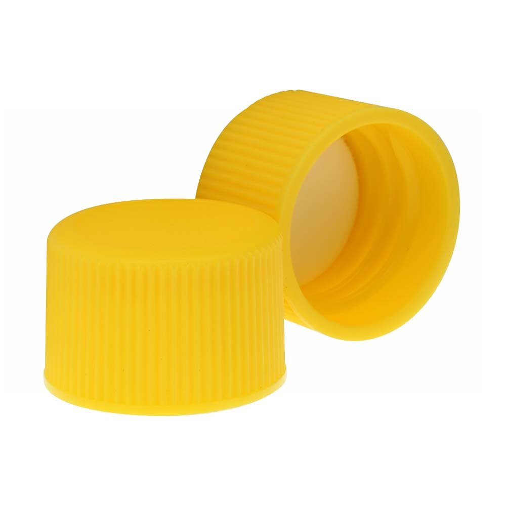 Wheaton W219992 Yellow Polypropylene Screw Cap for 5mL, 10mL and 20mL PET Diagnostic Bottles, 20-410 Size (Case of 100)