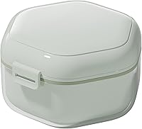 Vista 3 de Caja de baño para dentaduras postizas con cesta de colador, contenedor de almacenamiento para retenedores, impermeable, protector bucal para el hogar