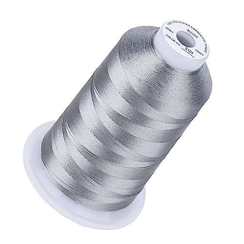 Image of Simthread 5000M 40WT Polyester Embroidery Thread, Weathered Gray S104 | 5000M 40WT polyester thread feeds smoothly for machine embroidery, monograms, logos, patches and quilting.