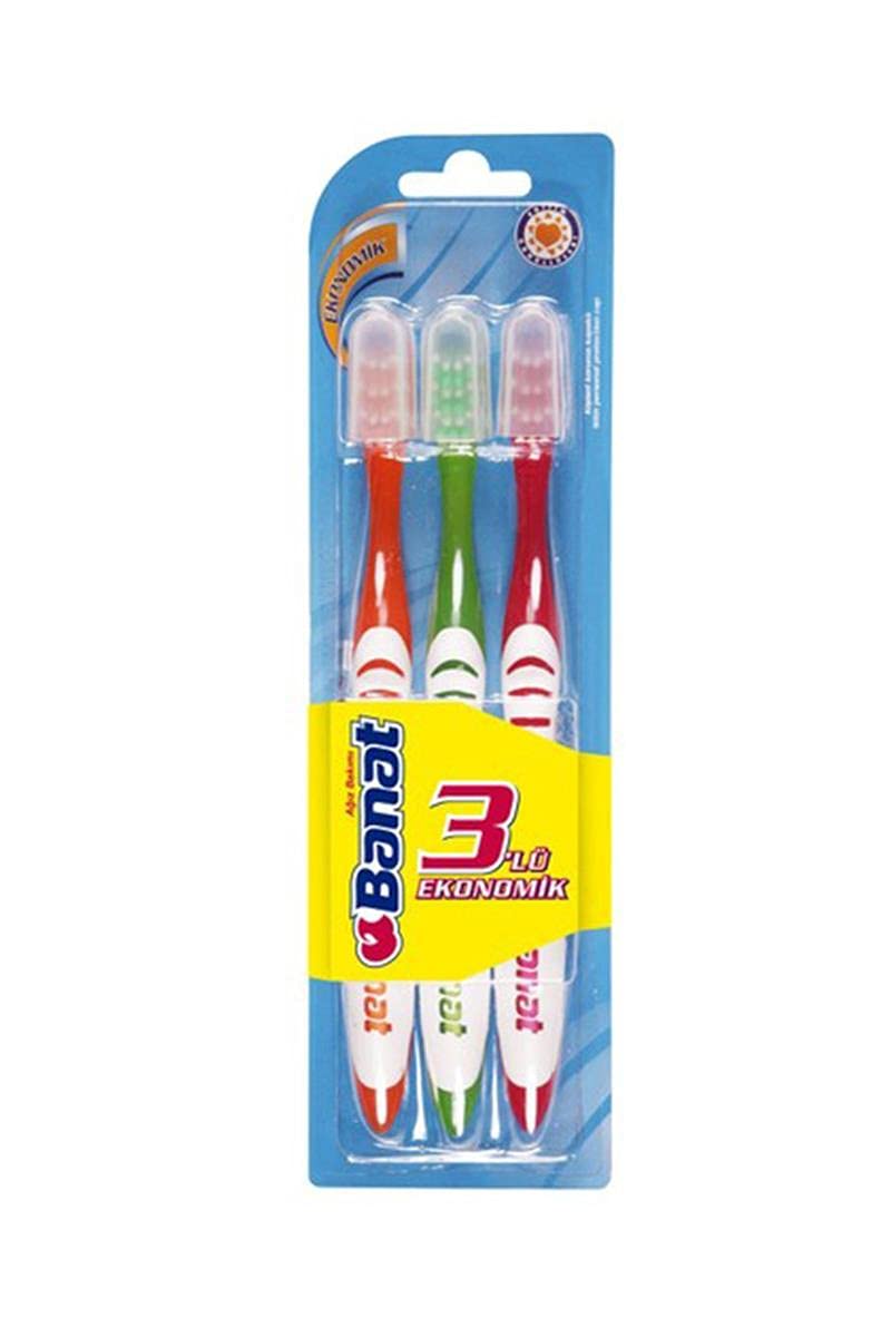 Banat Diş Fırçası Aile Paketi 3'lü, Çok Renkli