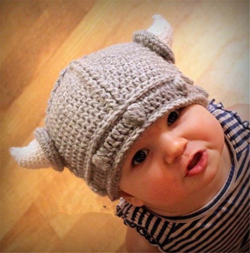 Gorro vikingo de crochet hecho a mano con cuernos divertidos Ypser 2