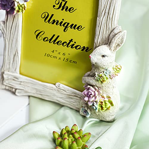 Wait Fly 4 X 6 Inch Bunny And Succulent Resin Card Photo Frame Picture Frame For Desktop Table #TOP4