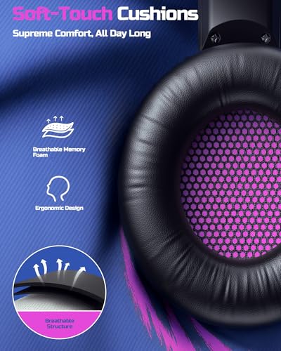 Image of BINNUNE 2.4GHz Wireless Gaming Headset with Mic for Ps5 /4, PC, Mac, Bluetooth Gaming Headset with Flip Microphone,Headphones for Laptop Computer