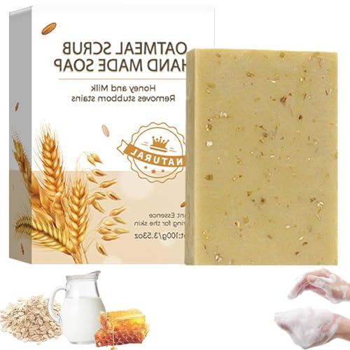 Jabón natural Nolvia, jabón orgánico, cuidado de lujo de doble acción, jabón vegetal hecho a mano con aceite de avena, pieza orgánica para pieles secas y sensibles, hidratación refrescante (1)