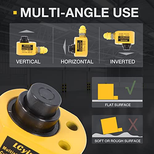 Image of 10T Hydraulic Cylinder Jack Ram 0.98 inch Stroke Solid Single Acting Multi-Section Stroke Hydraulic Ram Cylinder Hydraulic Lifting Jack Portable for Machinery, Bridge, RMC-101L