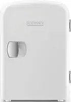 Chefman Mini geladeira pessoal branca portátil refresca ou aquece e oferece armazenamento compacto para cuidados com a pele, lanches ou 6 latas de 355 ml com capacidade leve de 4 litros para levar em movimento