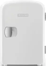 Chefman Mini geladeira pessoal branca portátil refresca ou aquece e oferece armazenamento compacto para cuidados com a pele, lanches ou 6 latas de 355 ml com capacidade leve de 4 litros para levar em movimento
