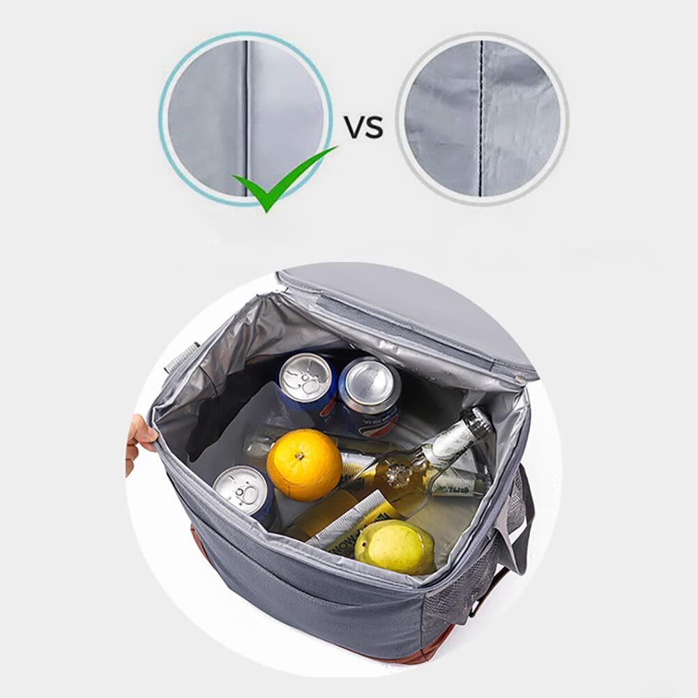 Bolsa isotérmica para el almuerzo, 16 L, portátil, impermeable, para almuerzo, pícnic, con correa para el hombro, doble compartimento para trabajo, escuela, viajes, oficina, azul oscuro