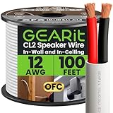 GearIT Pro Series 12 AWG CL2 OFC ウォールスピーカーワイヤー 12 AWG ゲージ (100フィート / 30.48メートル/ホワイト) OFC 無酸素銅 UL CL2定格壁内スピーカーワイヤケーブル ホームシアターやカーオーディオ用