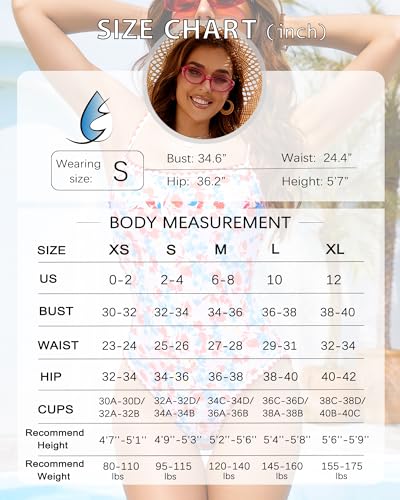 Image of Jolefille Womens One Piece Swimsuit Tummy Control Modest Bathing Suit Teen Girls Swim Suit Cute Floral Swimwear