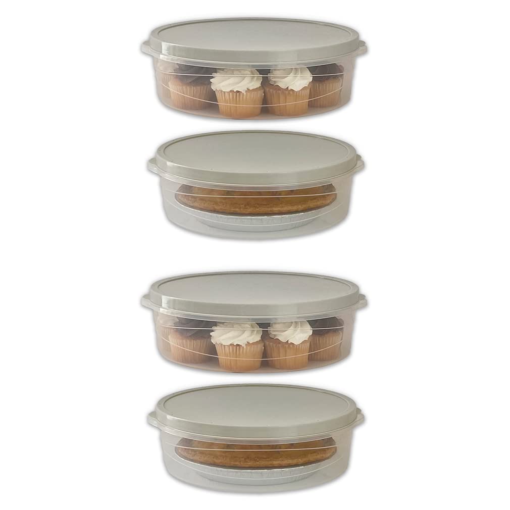 EvelotsSet of 4 Pie Keepers-Clear Plastic Food Storage Containers-Holds 9 Inch Cakes, Pies, Pastries