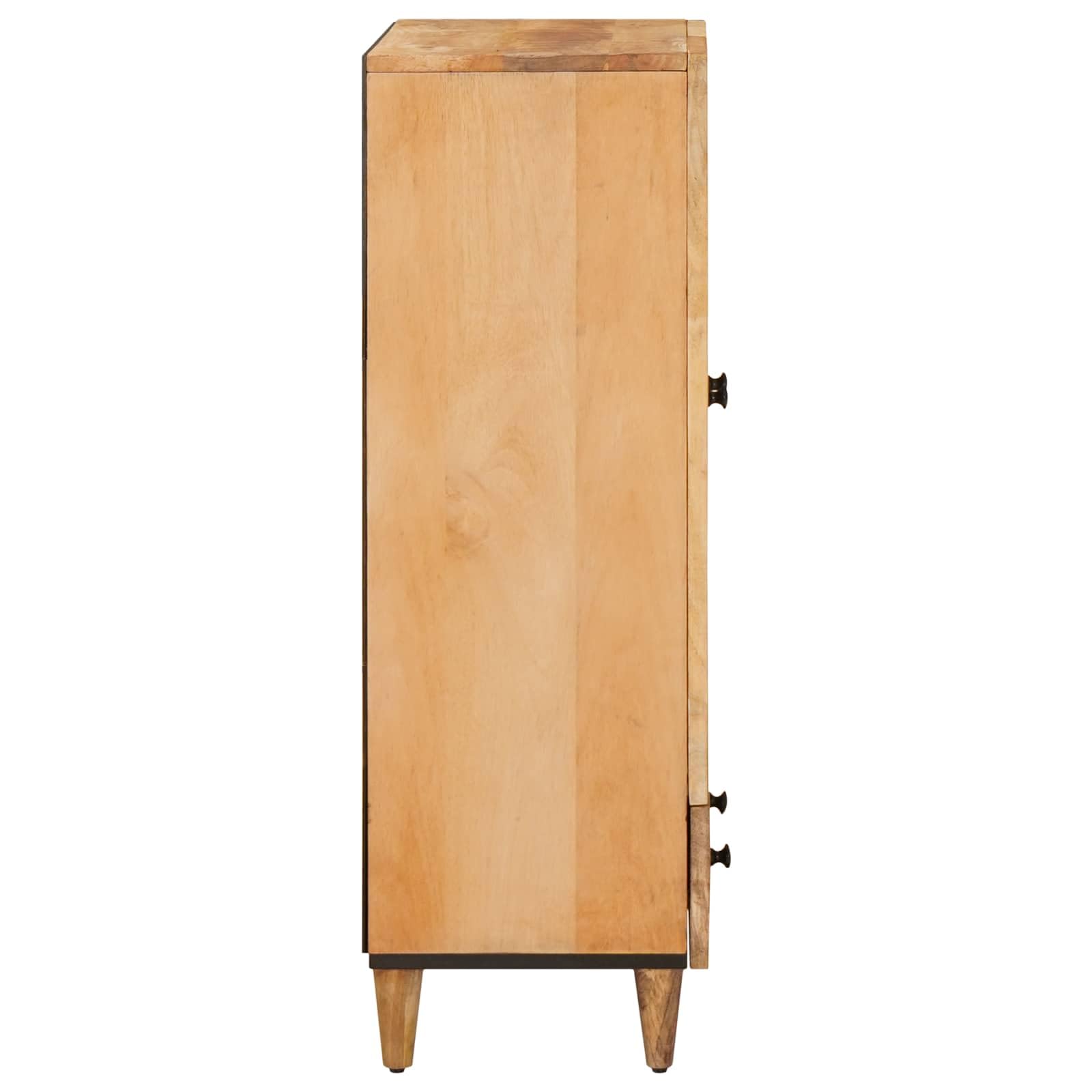 Highboard Braun 60 x 33,5 x 100 cm Armario multimedia de madera maciza de mango – Armario de almacenamiento flexible con 2 puertas y botones de latón, diseño moderno para el salón