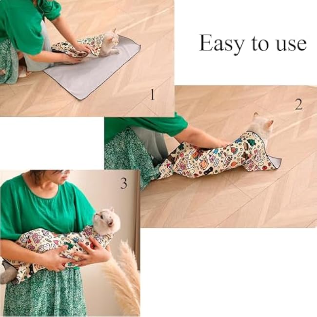 Cat Wrap for Cutting Nails, Cat Grooming Supplies for Anti-Scratch, Anti-Escape, Multifunctional Pet Swaddle Wrap Tool for Brushing Teeth,Feeding,Cleaning Ears (a)-9aL5yklw