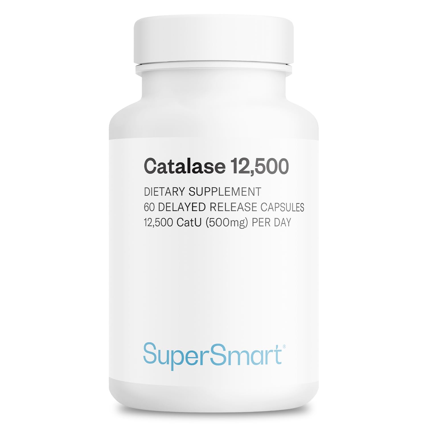 Supersmart - Catalase 500mg per Day (12500 CatU) - Natural Enzyme - Anti Gray Hair Supplement | Non-GMO & Gluten Free - 60 Delayed Release Capsules