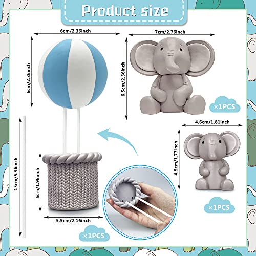2 Pcs Elephant Cake Decoration 1 Pcs Hot Air Balloon Elephant Cake Decoration 1 Pcs Elephant Cake Decorations Elephant Theme Birthday Baby Shower Cake Decoration Supplies Blue White #TOP1